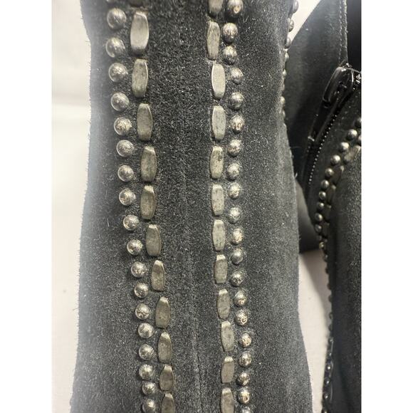 Colleen Cordero Black Suede Booties Studded Peep Toe Heels Women's Size 7.5 EUC - Picture 11 of 11